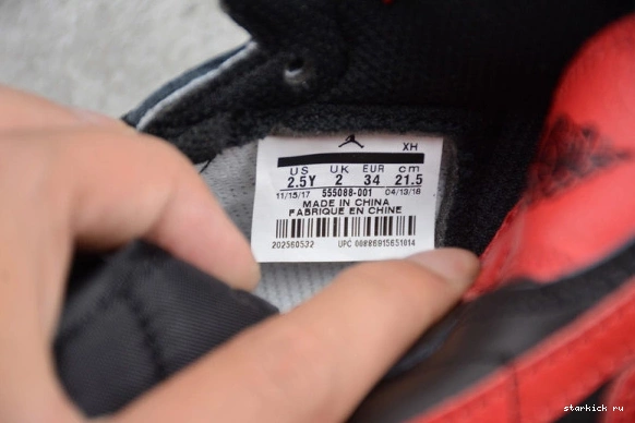 Kids High Retro 1 Kid OG Air 001 555088 Jordan Banned 001  555088 Bred  Red Black 1020